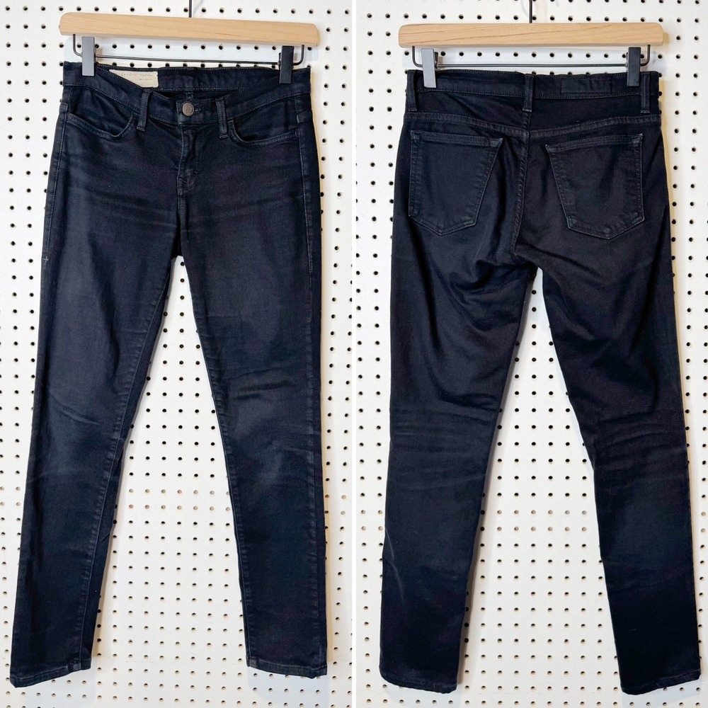 Imogene +‎ Willie | Lucy Slim Straight Mid-Rise Jeans in Black Size 23R